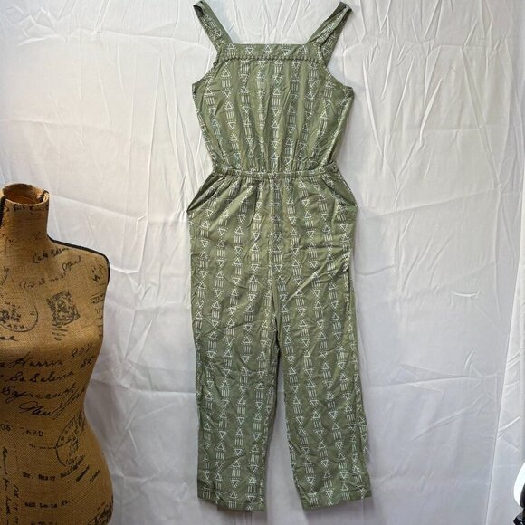 Cat and Jack Romper preteen Large 10/12, sage with Amazonian designs - Picture 2 of 14
